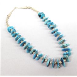 Sleeping Beauty Flat Turquoise Nugget Necklace