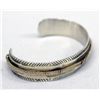 Image 2 : Navajo Sterling Silver Bracelet with Gold Overlay