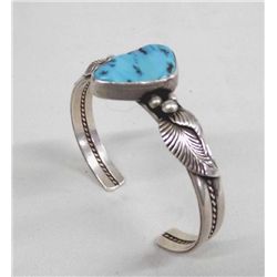 Navajo Sterling and Turquoise Bracelet by Nez
