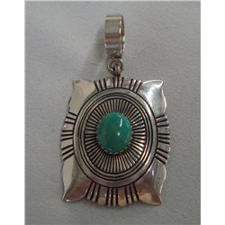 Navajo Green Turquoise on Sterling Pendant-Singer