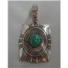 Image 1 : Navajo Green Turquoise on Sterling Pendant-Singer