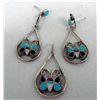 Image 1 : Zuni Channel Inlay Butterfly Pendant, Earrings