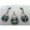 Image 2 : Zuni Channel Inlay Butterfly Pendant, Earrings