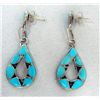 Image 1 : Zuni Turquoise Channel Inlay Pierced Earrings