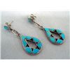 Image 2 : Zuni Turquoise Channel Inlay Pierced Earrings
