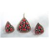 Image 1 : Navajo Coral Earring and Pendant Set