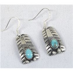 Vintage Navajo Sterling Turquoise Drop Earrings