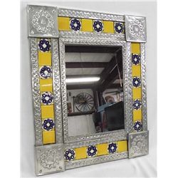 Mexican Pierced Tin and Tiled Mirror