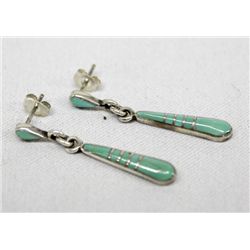 Vintage Zuni Sterling Turquoise Earrings-- E Lupee