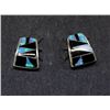 Image 1 : Zuni Sterling Inlay Opal Black Onyx Post Earrings