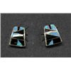 Image 2 : Zuni Sterling Inlay Opal Black Onyx Post Earrings