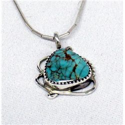 Navajo Liquid Silver Turquoise Necklace--S Ramone