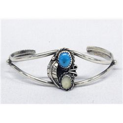 Navajo Sterling Turquoise Mother of Pearl Bracelet