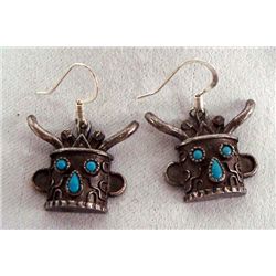 Vintage Navajo Kachina Head Drop Earrings