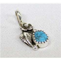 Navajo Sterling Kingman Turquoise Pendant--Chavez