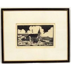 Original Wood Block Picture--Winifred D. Thompson