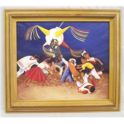 Mexican Pinata Original Signed Painting by Rolando