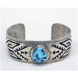 Navajo Sterling Turquoise Bracelet--Kee Brown