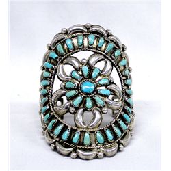 Zuni Sterling Silver Turquoise Cuff Bracelet