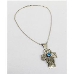Navajo Sterling Turquoise Cross--Carson Begay
