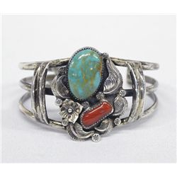 Vintage Navajo Sterling Turquoise Cuff Bracelet
