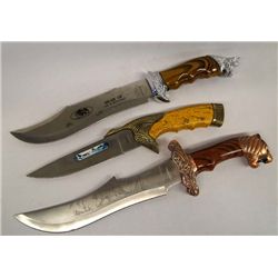 Three Stainless Sportsman Collector Knives