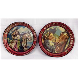 Pr 1960 Vintage Corona Beer Tin Trays