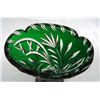 Image 3 : Czechoslavakian Green Cut Glass Crystal Vase