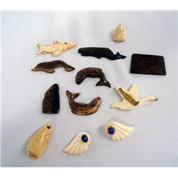 Collection of 12 Carved Ivory and Wood Fetishes
