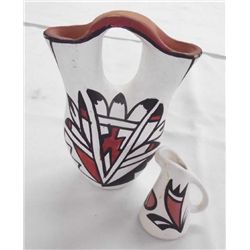 Jemez Polychrome Wedding Vase- C Chosa and Pitcher
