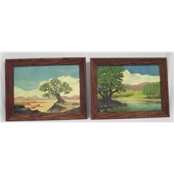 Pair of Original Landscape Paintings by Bowman