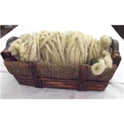 New Mexico Hand Spun Wool Ream in Wicker Basket