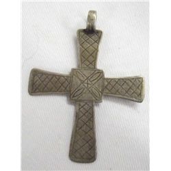 Vintage Brass Trade Cross Pendant