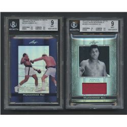 Lot of (2) Graded Muhammad Ali Boxing Cards with Event-Worn Memorabilia (BGS)