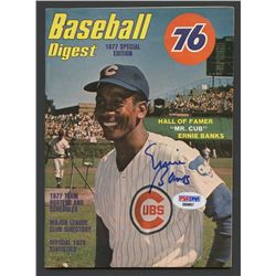 Ernie Banks Signed Vintage Cubs Baseball Digest (PSA)