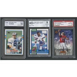 Lot of (3) Graded Football Cards with Troy Aikman RC, Emmitt Smith, Philip Rivers
