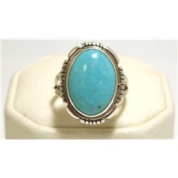 Navajo Turquoise Sterling Silver Women's Ring - P. Skeets