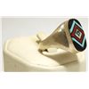 Image 2 : Zuni Multi-Stone Inlay Sterling Silver Men's Ring - V Vacit