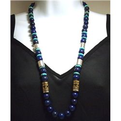 Navajo Lapis Lazuli & Turquoise Sterling Silver Necklace - Tommy Singer
