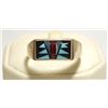 Image 1 : Navajo Multi-Stone Inlay Sterling Silver Men's Ring - Sam Begay