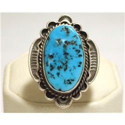 Navajo Sleeping Beauty Turquoise Sterling Silver Women's Ring - R. Tom