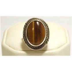 Navajo Tiger's Eye Sterling Silver Women's Ring - Herman Lee