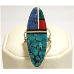 Navajo Multi-Stone Inlay Sterling Silver Women's Ring - H. Smith