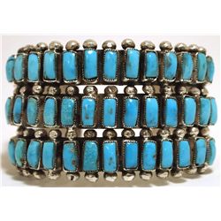 Old Pawn Zuni Sleeping Beauty Turquoise Sterling Silver Cuff Bracelet - Eleanor Ahiyite
