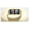 Image 1 : Navajo Multi-Stone Inlay Sterling Silver Men's Ring - Sam Begay