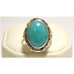 Navajo Turquoise Sterling Silver Women's Ring - P. Skeets