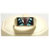 Image 1 : Navajo Multi-Stone Inlay Sterling Silver Men's Ring - Sam Begay