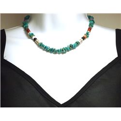 Navajo Turquoise & Multi-Stone Sterling Silver Necklace - Tommy Singer