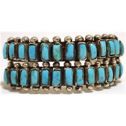 Old Pawn Zuni Sleeping Beauty Turquoise Sterling Silver Cuff Bracelet - Eleanor Ahiyite