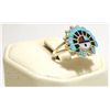 Image 2 : Zuni Multi-Stone Inlay Sun Face Sterling Silver Women's Ring - Emma Romancito